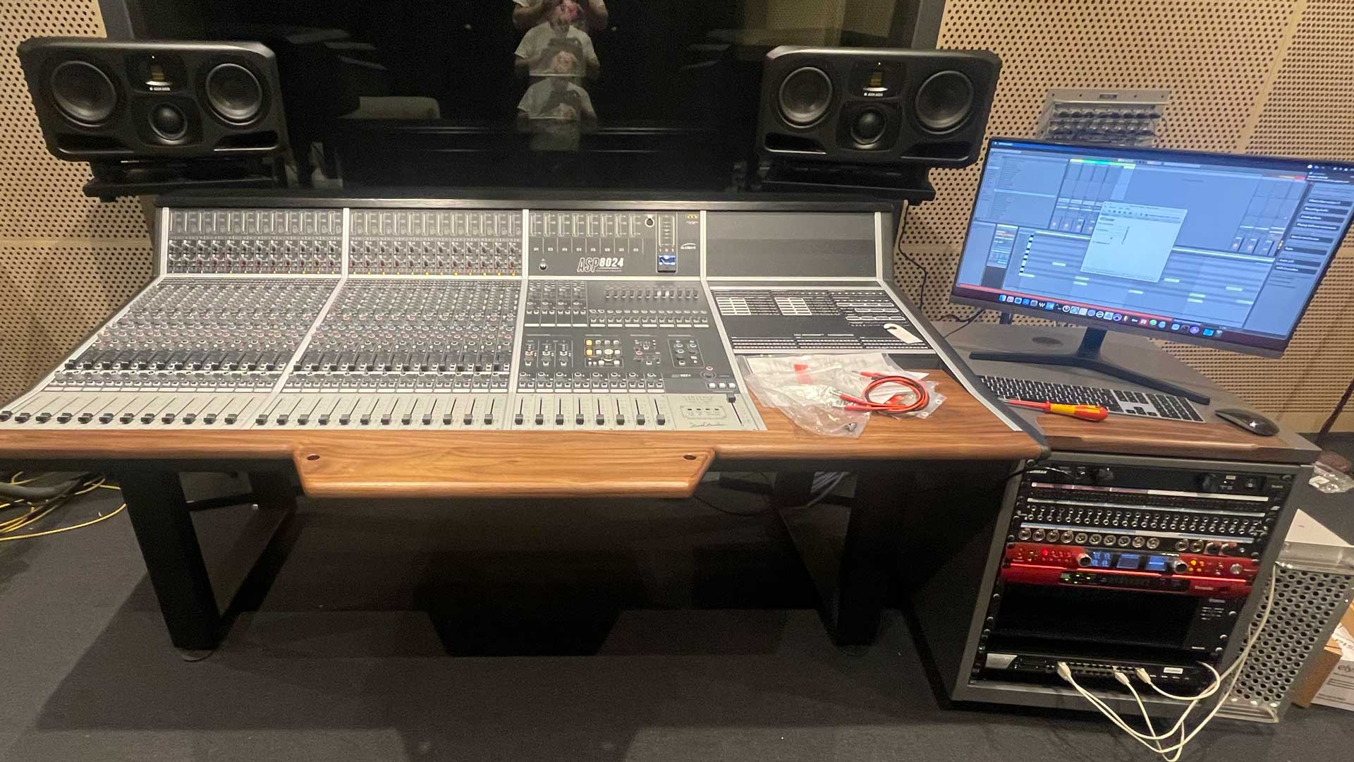 Audient ASP 8024 mixing console installed in studio