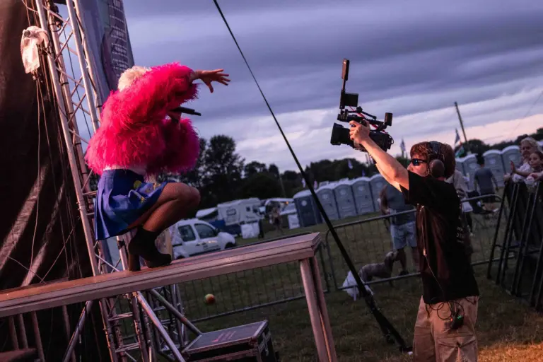 The Pro Audio Services team building a stage
