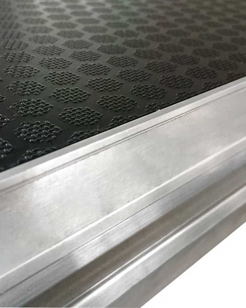 Close up of stage panel surface and edge profile
