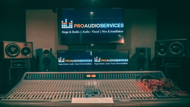 Studio with a Pro Audio Services screen