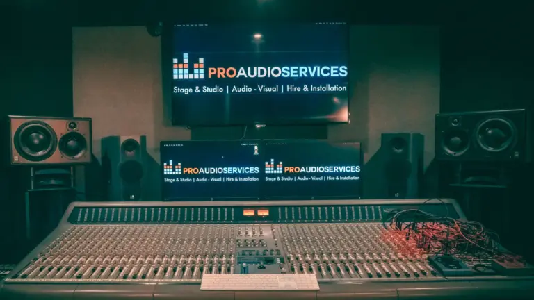 Studio with a Pro Audio Services screen