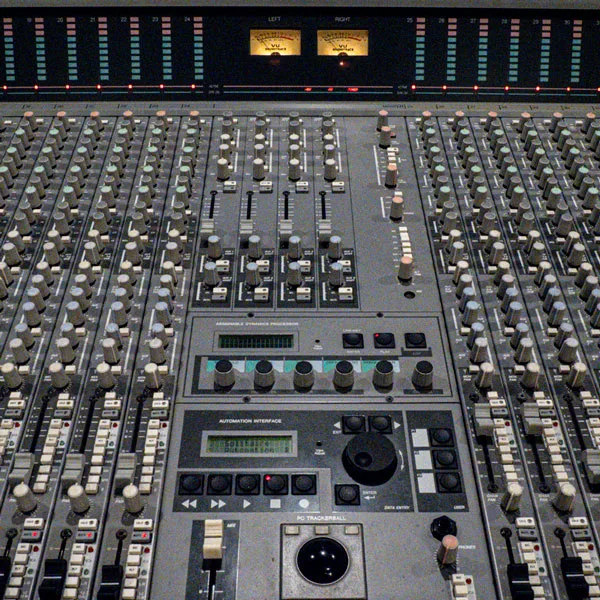 Close of mixing desk in our recording studio